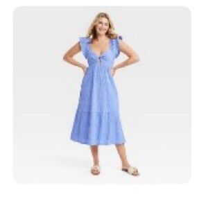 Women’s Flutter Short sleeve midi  A line dress